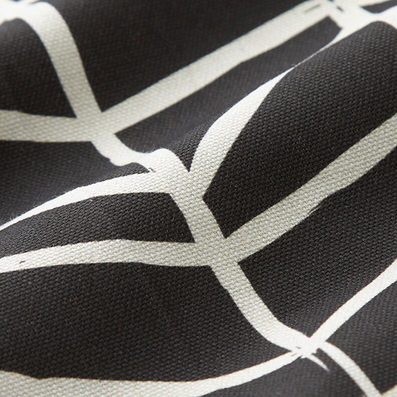 Dekorationstyg Halvpanama abstrakta linjer – elfenbensvit/svart,  image number 2