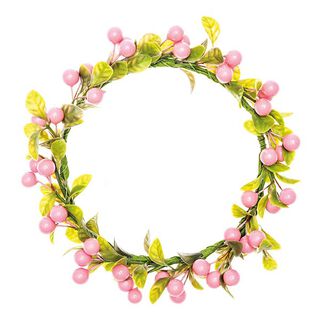 Dekoration Blomsterkrans med bär [Ø 12 cm/ 17 cm] – rosa/grön, 