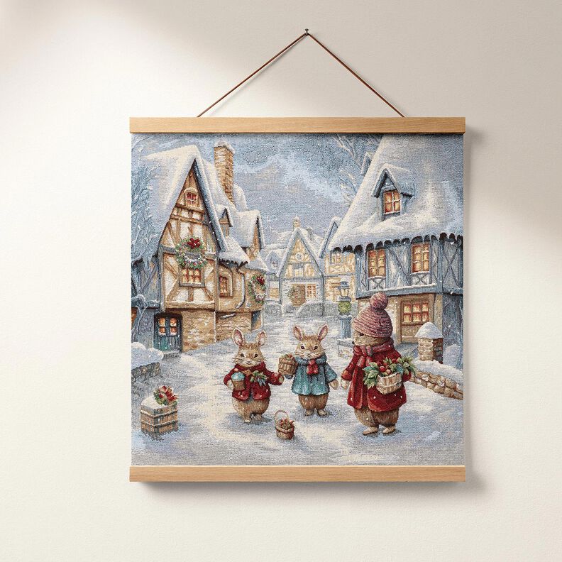 dekorationspanel Gobeläng julkaniner – ljusblå/karminröd,  image number 6