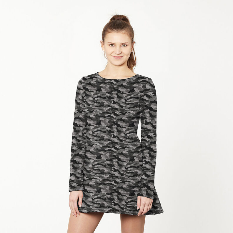 Stickad jacquard camouflage metallic – svart/silvermetallic,  image number 7