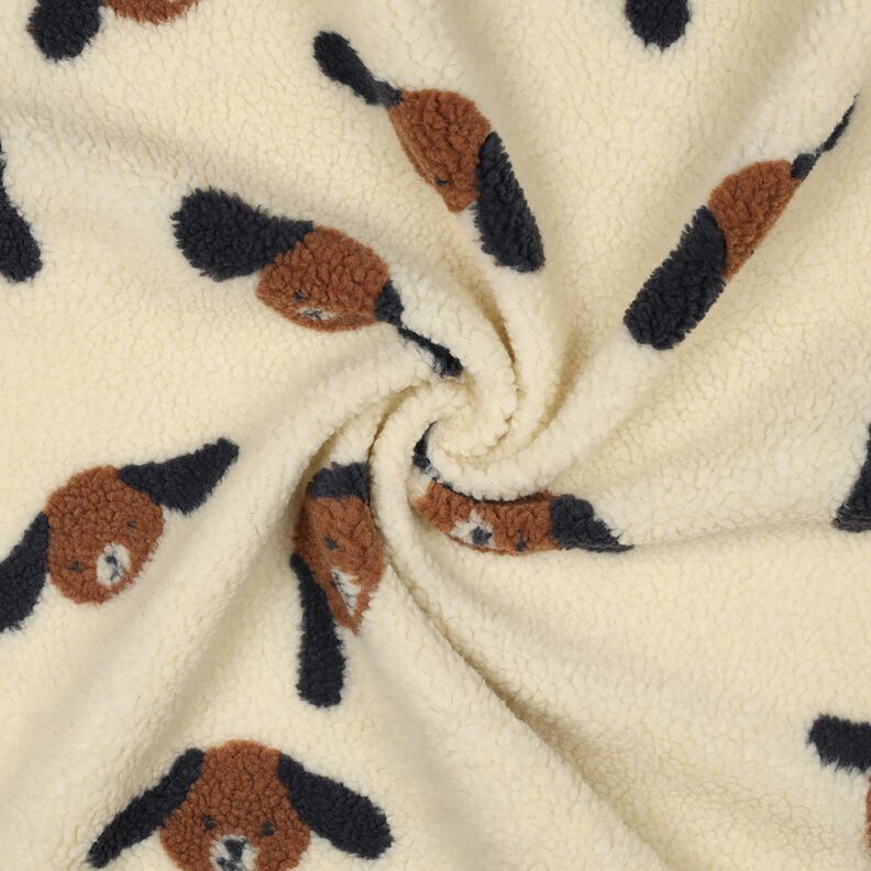 Teddyplysch hundhuvuden | Poppy Fabrics – ljusbeige/svartbrunt, image number 3