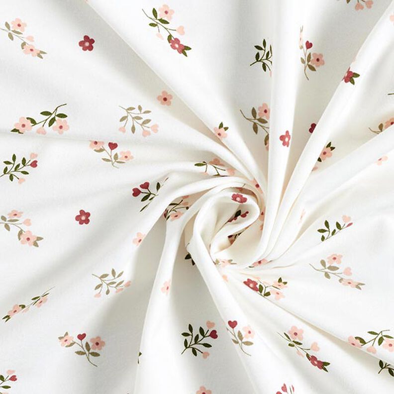 Bomullsjersey blommor och hjärtan – yllevit, image number 3