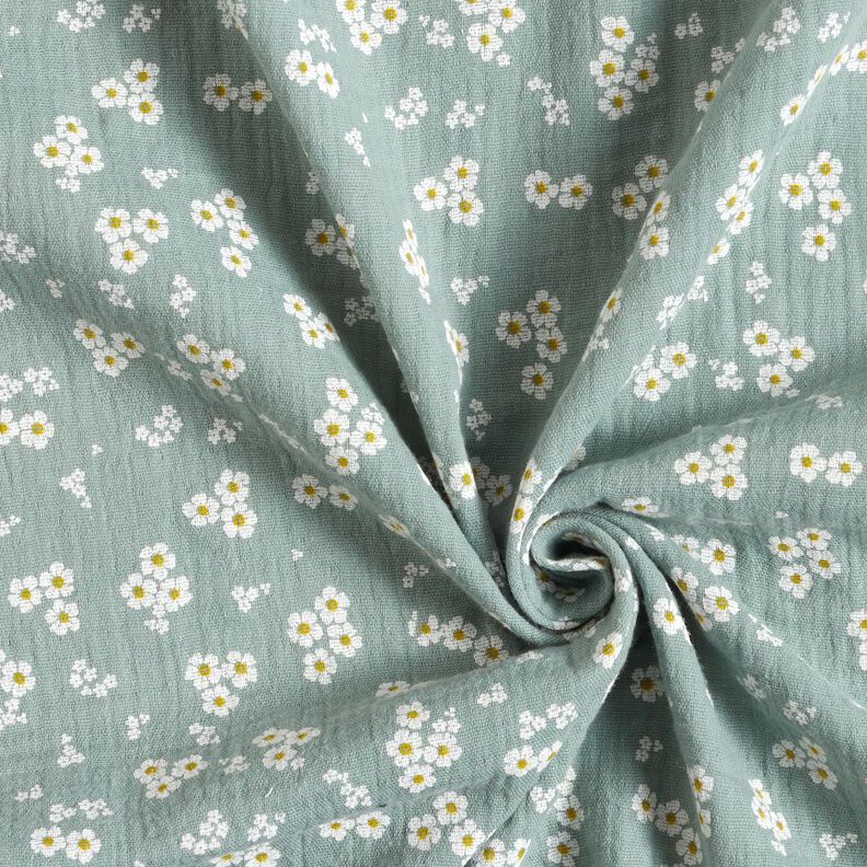 Muslin/Dubbel-krinkelväv Tusenskönor – vass/vit,  image number 3