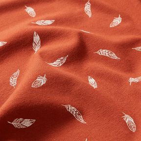 Bomullsjersey fjädrar – terracotta, 