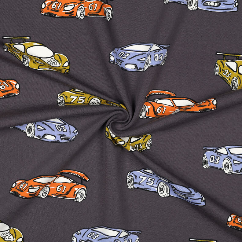 French Terry Sommarsweat Racerbilar | Poppy Fabrics – grått, image number 3