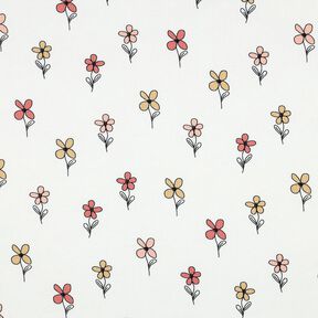 Våffeljersey blommor | Poppy Fabrics – elfenbensvit/apricot, 