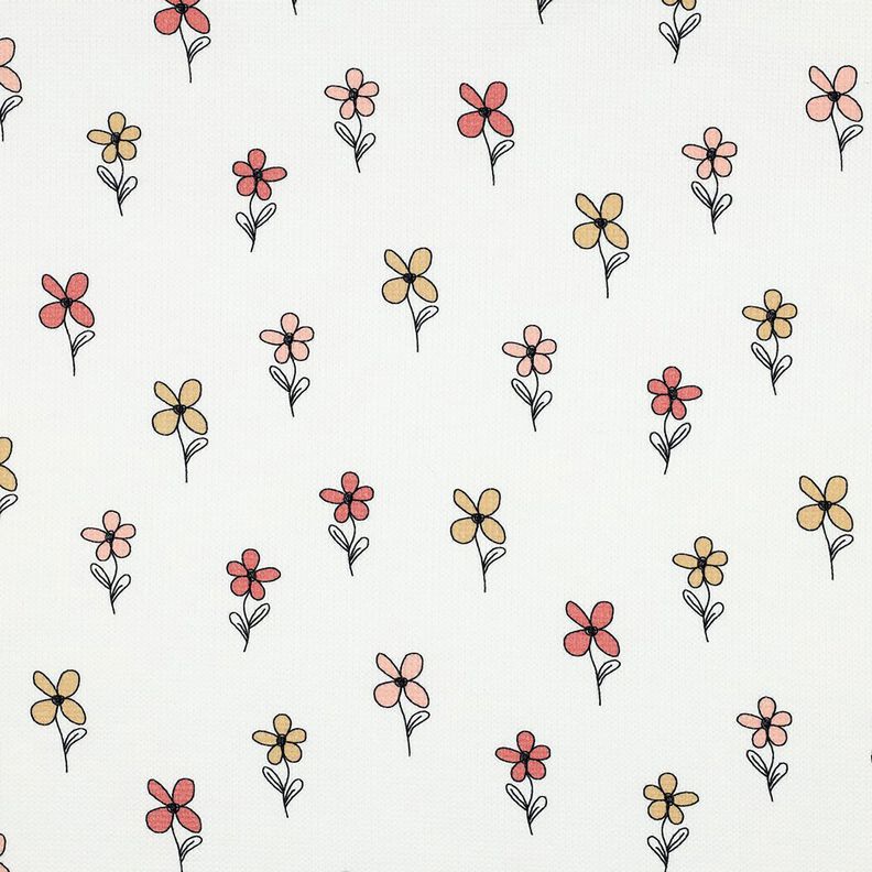 Våffeljersey blommor | Poppy Fabrics – elfenbensvit/apricot, image number 1