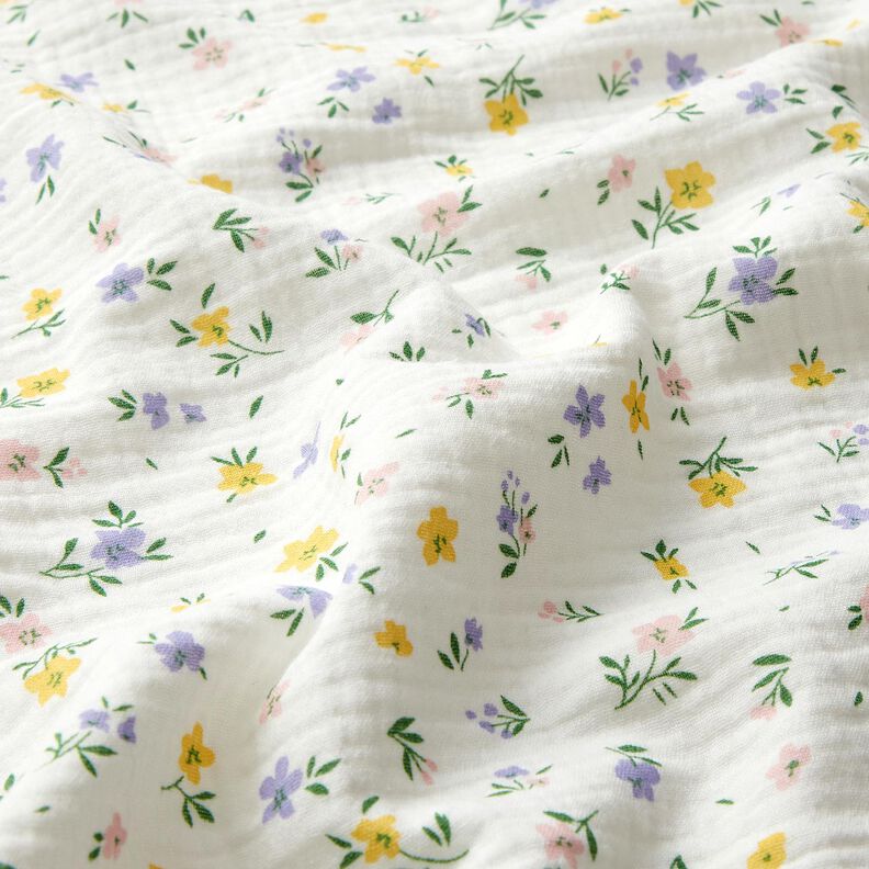 Muslin/Dubbel-krinkelväv Småblommor | Poppy Fabrics – elfenbensvit,  image number 2