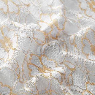 Spets blomsterornament – vit/guld, 