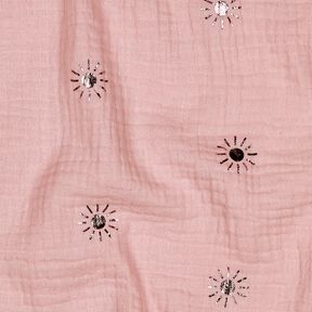 Muslin/Dubbel-krinkelväv Solar Folietryck | Poppy Fabrics – ljus gammelrosa/pastellviolett, 