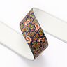 Resårband Paisley  [ 3,5 cm ] – marinblått/grön,  thumbnail number 2