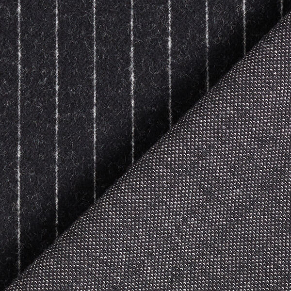 Stickad jacquard uppruggad kritstrecksränder – svart, image number 5