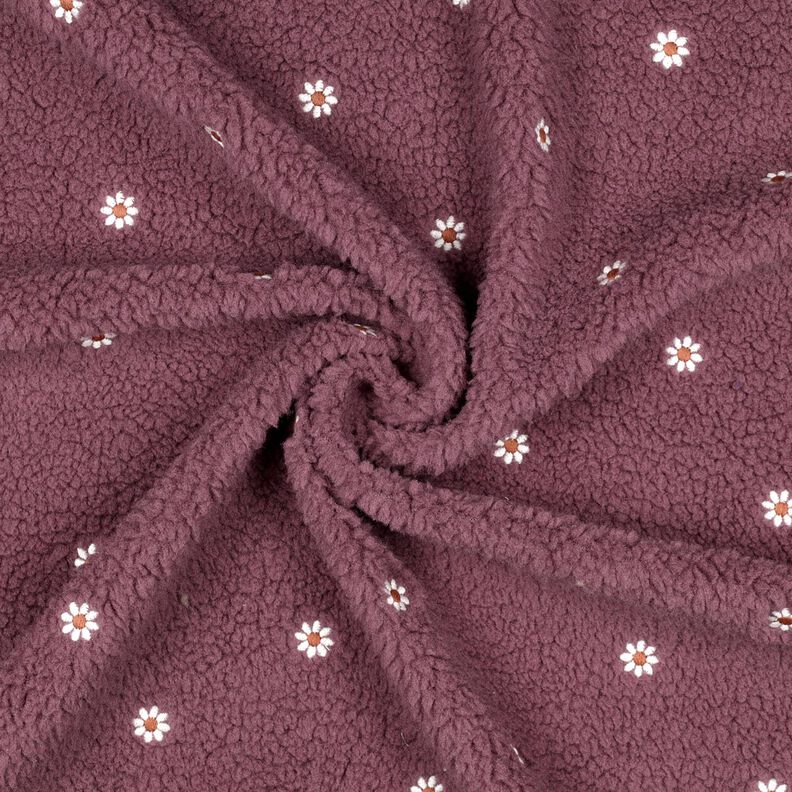 Teddyplysch broderade småblommor | Poppy Fabrics – mörk gammelrosa,  image number 3