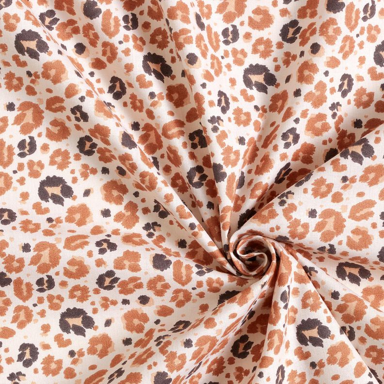 Bomullstyg Kretong stora leopardfläckar – koppar/ljusbeige,  image number 3