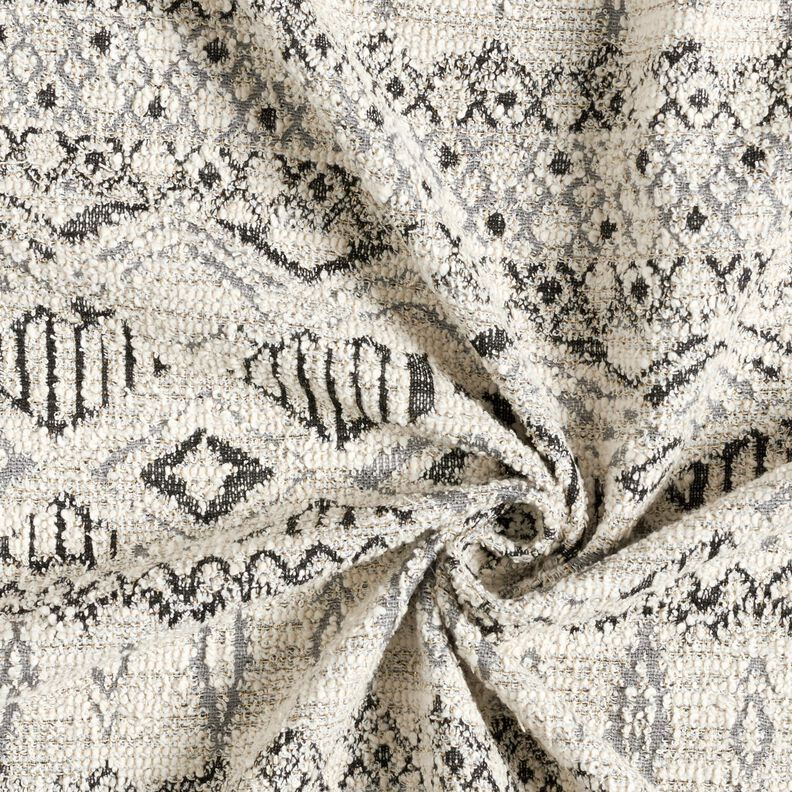 Stickad bouclé ikatmönster – grått/vit, image number 3
