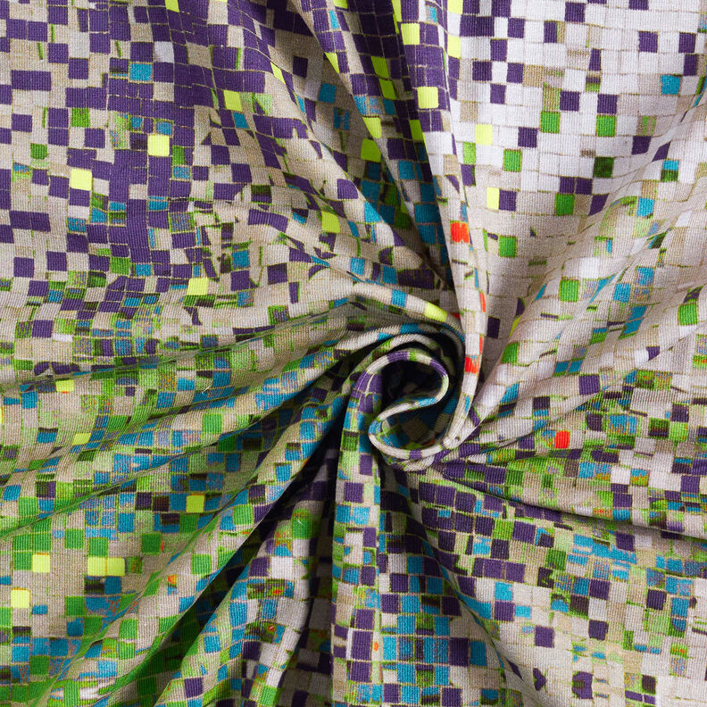 GOTS Bomullsjersey Utspridd mosaik | TCC x LOOKS by Wolfgang Joop – äppelgrönt/mörkbeige,  image number 5