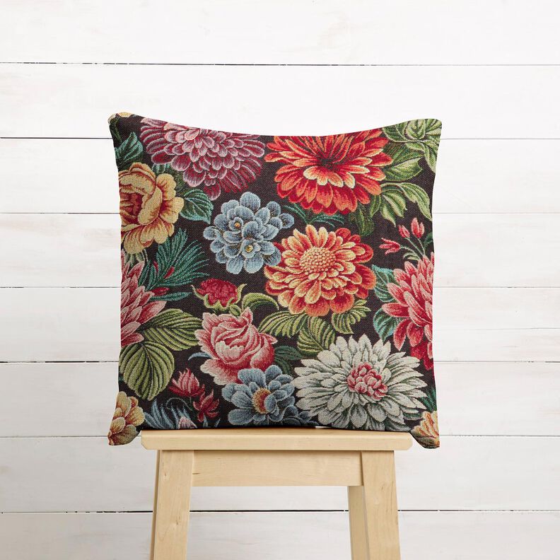 Dekorationstyg Gobeläng stora blommor – svart/rött,  image number 6