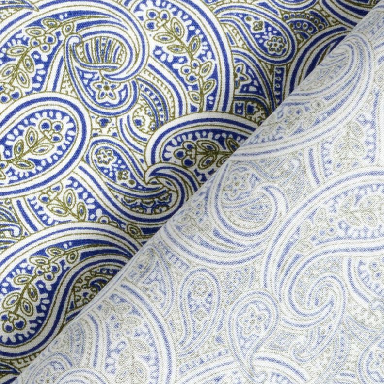 Skjorttyg Överlappande paisley – indigo/oliv,  image number 4