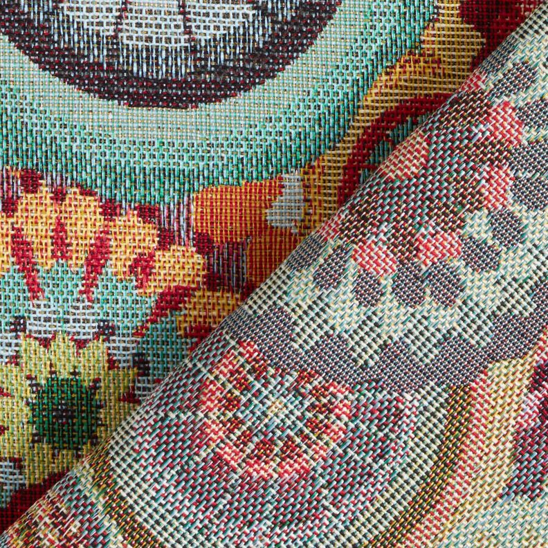 Dekorationstyg Gobeläng Mandala-cirklar – ljusbeige/rött,  image number 4
