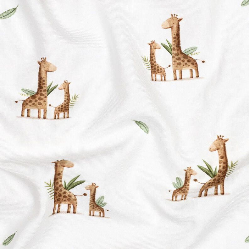 GOTS Bomullsjersey giraff-familj Digitaltryck | Poppy Fabrics – vit/ljusbrun,  image number 2
