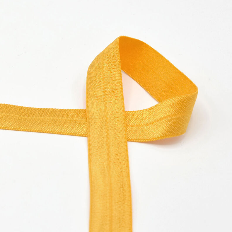 Elastiskt kantband (vikt resår) glänsande [20 mm] – guld,  image number 1