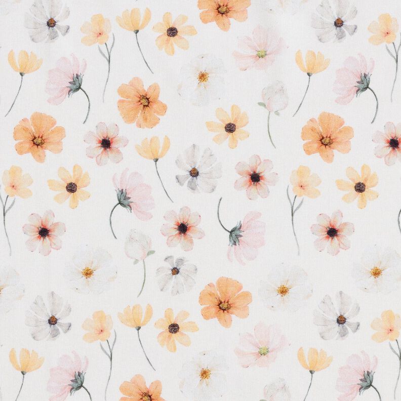 GOTS Bomullsjersey blomsteräng Digitaltryck – beige,  image number 1