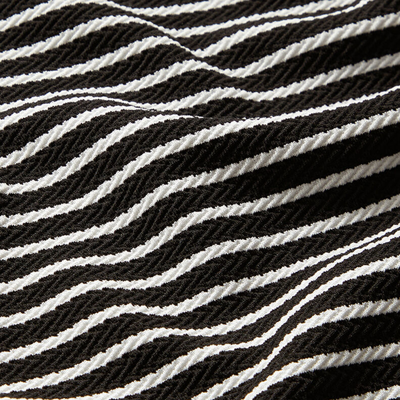 jacquardjersey horisontella ränder – svart/vit,  image number 2