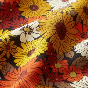 Viskostyg Sommarblommor – solgult/svart, 