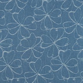 Jeans Jacquard blommor | Poppy Fabrics – jeansblå, 