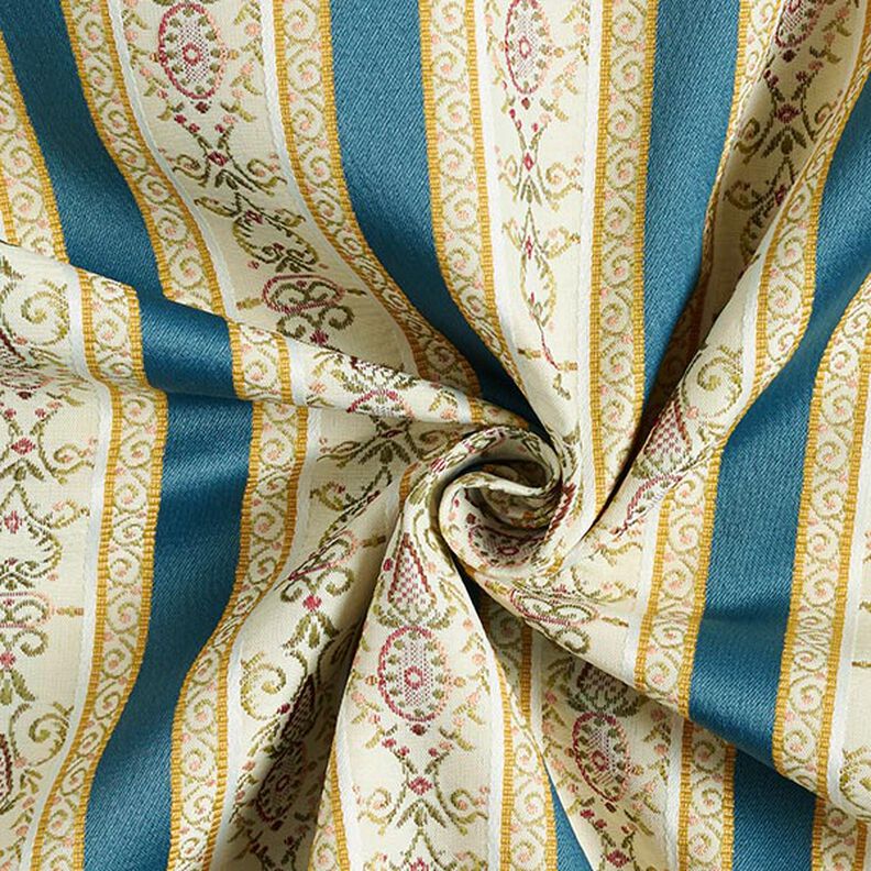 Möbeltyg Jacquard Biedermeier Ränder – kräm/blå,  image number 4