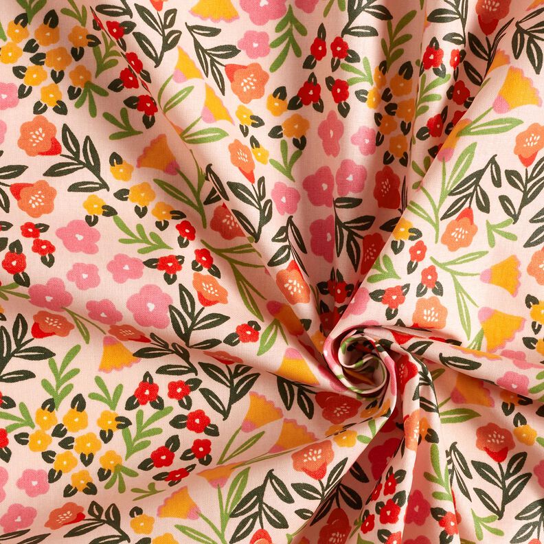Behandlad bomull Blomsteräng – ljusbeige/pink,  image number 4