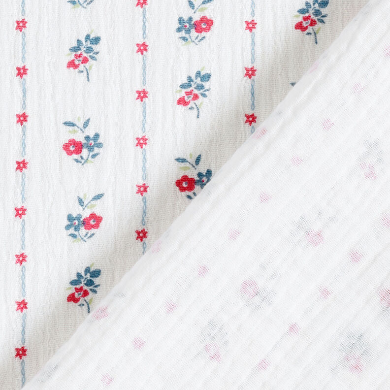 Muslin/Dubbel-krinkelväv Traditionella blommor | by Poppy vit/hallon,  image number 4