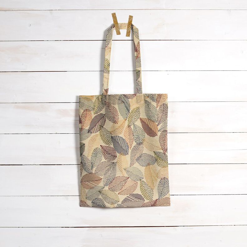 Dekorationstyg Gobeläng lövskisser – ljusbeige/grön,  image number 6