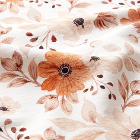 GOTS French Terry Sommarsweat Fina blommor – vit/persikofärgad, 