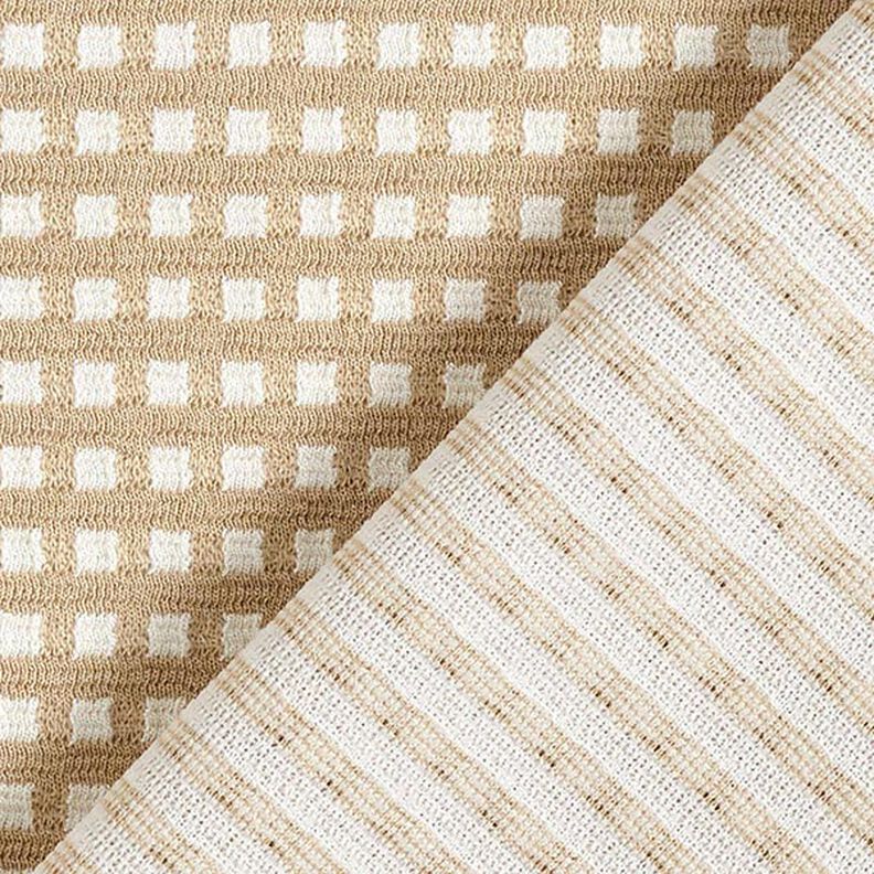 Jacquard jersey viskosmix små rutor – beige/vit, image number 4