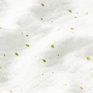 Bomull Muslin Spridda guldfläckar – vit/guld, 