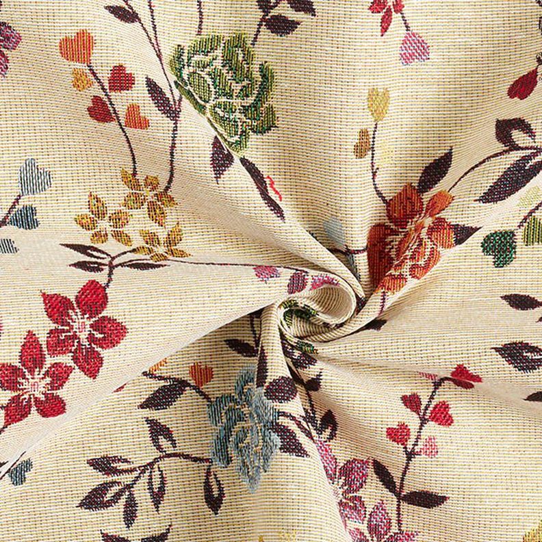 Dekorationstyg Gobeläng rosrankor – ljusbeige/rött,  image number 3