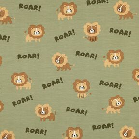 Bomullsjersey lejon | Poppy Fabrics – pistage/rådjursbrun,  Bomullsjersey lejon | Poppy Fabrics – pistage/rådjursbrun,