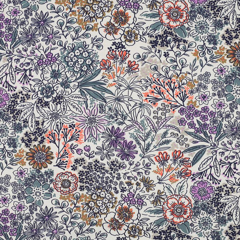 Bomullspoplin Vilda blommor | Poppy Fabrics – vit, image number 1