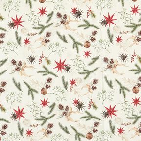 Dekorationstyg Jacquard Lurex grankvistar – natur/guld,  Dekorationstyg Jacquard Lurex grankvistar – natur/guld,