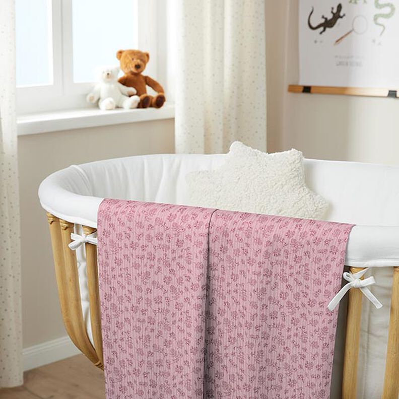 Muslin/Dubbel-krinkelväv små blomrankor – rosa,  image number 7