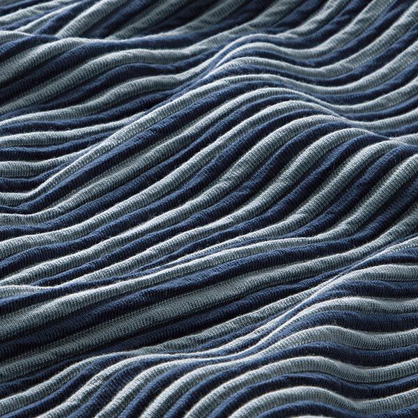 Stickat tyg cloqué Tvärränder – marinblått/grått,  image number 2