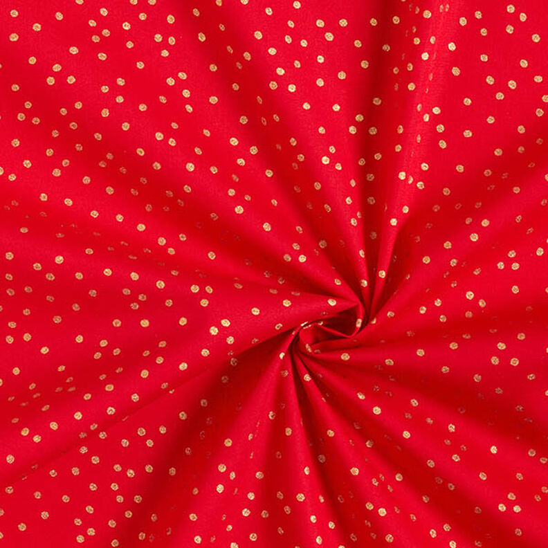Bomullstyg Poplin fina prickar – röd/guld,  image number 3