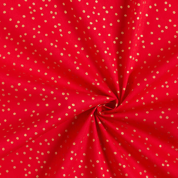 Bomullstyg Poplin fina prickar – rött/guld, image number 3