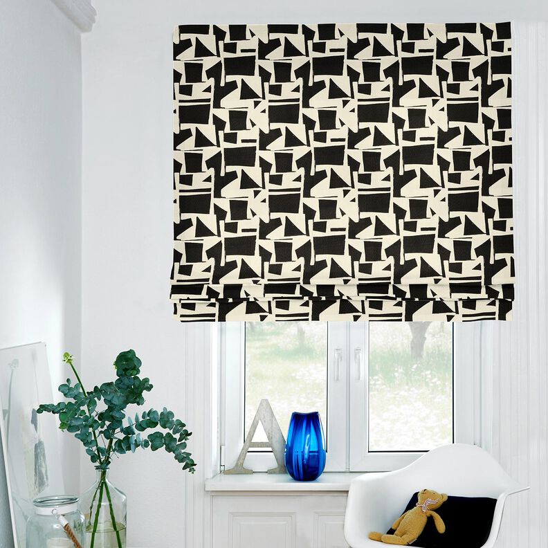 Dekorationstyg Jacquard Abstrakt struktur – svart/yllevit,  image number 6