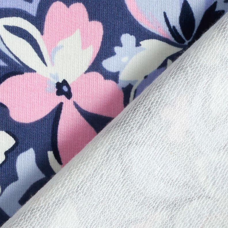 Sommarsweat Stora blommor | Poppy Fabrics – jeansblå,  image number 4