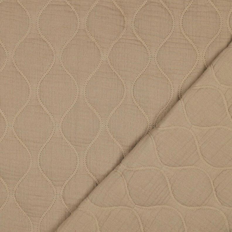 Quiltat tyg Muslin Vågor – mörkbeige, image number 4