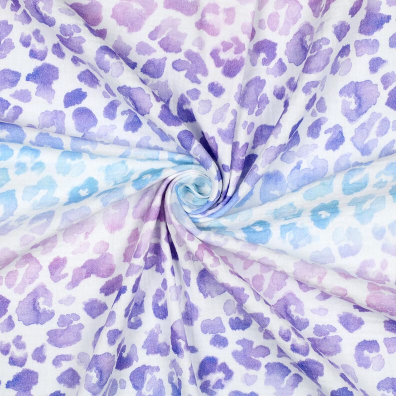 Muslin/Dubbel-krinkelväv leo-tryck i färgövergång Digitaltryck | Poppy Fabrics – vit/blålila, image number 3