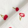 Muslin/Dubbel-krinkelväv Broderade körsbär | Poppy Fabrics – vit/eldröd,  thumbnail number 4