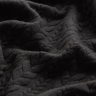 Jerseyjacquard Cloqué Flätat mönster – svart, 